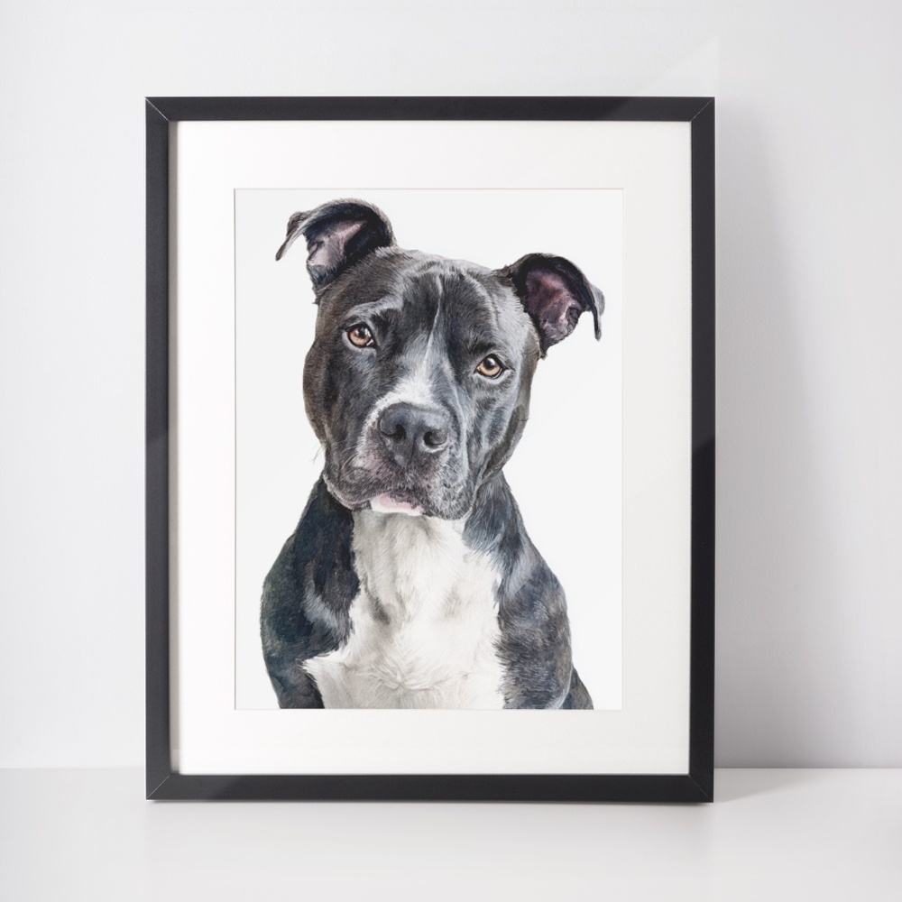 American Pit Bull Terrier Watercolor Wall Art Print Poster - Unframed - Picture 3 of 5